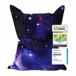Lumaland Riesen-Sitzsack XXL 140x180 cm Special Edition | Wasserfestes Indoor & Outdoor Liegekissen mit über 3 Mio. anpassungsfähigen EPS-Perlen | Bean Bag mit waschbarem Bezug [Galaxy] Special Edition Galaxy