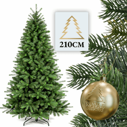 ROYAL CHRISTMAS Weihnachtsbaum künstlich 210cm inkl. Metallständer - Naturgetreu mit dichten Zweigen - Künstlicher Weihnachtsbaum für Innen- & Außenbereich –Tannenbaum künstlich Bergen 210 cm