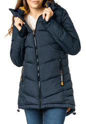 Sublevel Damen Winterjacke Stepp-Mantel mit Kapuze lang & tailliert, Outdoorjacke für Damen XXL Dark-blue
