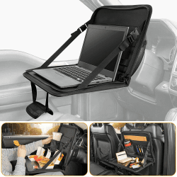JOYTUTUS 3 in 1 Auto Schreibtisch mit Getränkehalter für Lenkrad, Multifuktionale Laptophalter zum Arbeiten Essen, Auto Organizer Bürotasche für Kinder, Pendler, Familie (EU-patentiertes Design)