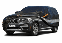Holthly Autoabdeckung SUV 100% Wasserdicht, Auto Abdeckplane für SUV Vollgarage Regen Sonne Staub UV Schutz. Autoplane Passend für BMW X3, Audi Q5, Volvo XC60, Ford Kuga. Schwarz C11 C11-Siehe Größentabelle 10 Schichten - Schwarz