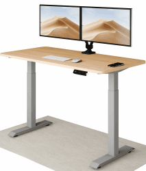 Desktronic Höhenverstellbarer Schreibtisch 140x70 cm - Stabiler Schreibtisch Höhenverstellbar Elektrisch - Standing Desk mit Touchscreen und Integrierten Ladesteckern Grau + Eiche 140 x 70 cm