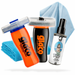 5-teil. Glasversiegelung Bundle - Soft99 Glaco DX 110 ml Versiegelung + Soft99 Glaco Glass Compound Roll On 100ml - Politur für Glas + Glasreiniger 100ml, Poliertuch, Glas Mikrofasertuch GlacoDX + Glaco Compound + Cleaner