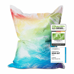 Lumaland Riesen-Sitzsack XXL 140x180 cm Special Edition | Wasserfestes Indoor & Outdoor Liegekissen mit über 3 Mio. anpassungsfähigen EPS-Perlen | Bean Bag mit waschbarem Bezug [Tropical] Special Edition Tropical