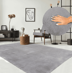 the carpet Relax Moderner Flauschiger Kurzflor Teppich, Anti-Rutsch Unterseite, Waschbar bis 30 Grad, Super Soft, Felloptik, Grau, 140 x 200 cm 140 x 200 cm Grau
