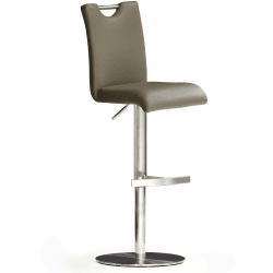 Robas Lund Barhocker Leder Cappuccino mit Lehne Barstuhl drehbar 360 Grad, Hocker höhenverstellbar, BAR.DO, 50 x 42 x 116 cm Rund/360° drehbar Leder Cappuccino