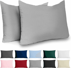 Dreamzie Kissenbezug 30x50 Renforcé Baumwolle (2er-Set) - Hellgrau - Dicht gewebt mit 57 Fäden/cm² - Kissenbezug 50x30 - Oeko Tex Zertifiziert Hellgrau 50 x 30 cm, 2 Stück