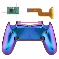 eXtremeRate DAWN2.0 FlashShot Trigger Stop Remap Kit für ps4 CUH-ZCT2 Controller,DIY-Ersatz Hülle Gehäuse&Upgrade-Board&2 Rücktasten&2 Trigger Lock für ps4 Controller JDM040/050/055-Lila Blau Chamäleon Lila Blau