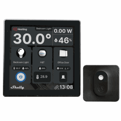 Shelly Wall Display Schwarz + Blu H&T Schwarz (Bundle), Smarte Steuerung und Umweltüberwachung Starterpaket, WLAN & Bluetooth, Thermostat, Integriertes 5-A-Relais, Neutralleiter erforderlich