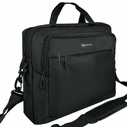 Amazon Basics- kompakte Laptoptasche, Umhängetasche/Tragetasche mit Taschen zur Aufbewahrung von Zubehör, für Laptops bis zu 15,6 Zoll (39,6 cm), Schwarz, 1 Stück 39,6 cm 1 Stück