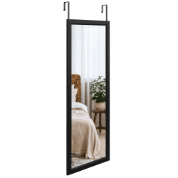 Dripex Wandspiegel 45x119cm Spiegel unbrechbarer Garderobenspiegel Flurspiegel höhenverstellbarer Hängespiegel mit Haken (Schwarz) 119L x 45B cm Schwarz