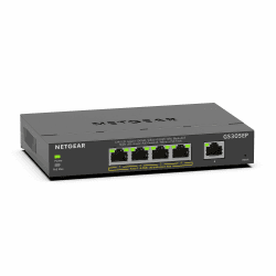 NETGEAR GS305EP PoE Switch 4 Port Gigabit Ethernet LAN Switch PoE+ 63W Plus (5 Ports Plug-and-Play, Managed Netzwerk Switch PoE, IGMP Snooping, QoS, VLAN, Lüfterloses Metallgehäuse) Managed POE+ 63W 5-Port