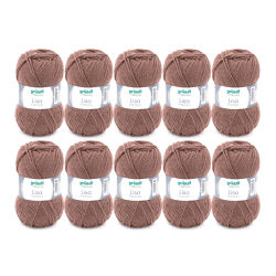 Gründl Wolle Lisa Premium Uni Nougat - 10 x 50g - Strickgarn - Häkelgarn - 100% Polyacryl - Superweich & Pflegeleicht - Nadelstärke 3,5-4,5