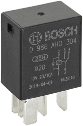 Bosch Automotive 0986AH0304 Micro-Relais 12 V 20 A, 5 Terminals, IP5K4 Temperaturbeständigkeit von -40 °C bis 85 °C