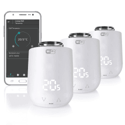 Eurotronic 700200 Comet Wifi 2021 Heizkörperthermostat (Heizen per WLAN, mit Alexa kompatibel, Heizkosten sparen, Raumtemperatur von unterwegs regulieren, Smart Home Zubehör 3er Bundle) Comet WiFi 3er Set