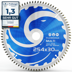 FALKENWALD ® Sägeblatt 254x30 80 Zähne ideal für Holz, Metall & Alu - Multi Kreissägeblatt 254 x 30 kompatibel mit Bosch GTS 10 XC Professional & Metabo KGS 254 M - 254x30 Ø 254x30 mm Multi - Feinschnitt