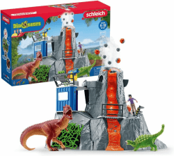 schleich 42564 DINOSAURS Große Vulkan Expedition, Dinosaurier Spielzeug Set inkl. Vulkan mit LED-Licht- & Ausbruchsfunktion, Forscherin Figur & 2 Dinosaurier Figuren, Altersempfehlung 5-12 Jahre neue Version