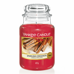 Yankee Candle Duftkerze im Glas (groß) | Sparkling Cinnamon | Brenndauer bis zu 150 Stunden, Rot