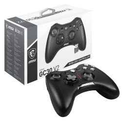 MSI FORCE GC30 V2 Kabelloser PC-Gamepad Controller - 2,4 GHz, 600mAh Li-Ionen-Akku, austauschbare D-Pad-Abdeckungen, zwei Vibrationsmotoren, USB 2.0 - schwarz, kabelgebunden/kabellos schwarz kabellos
