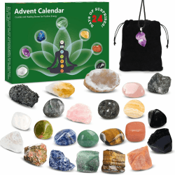 Adventskalender 2024 Kinder für Kristall - 24 Tage Weihnachtskalender Countdown mit Natürlichen Edelsteine, Wissenschaftliches Weihnachts Geschenke für Jungen, Mädchen und Geologie Enthusiasten Grün