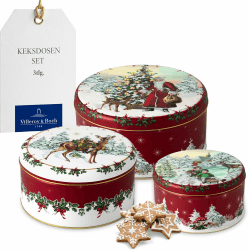 Villeroy & Boch – Winter Collage Accessoires Gebäckdosen Set 3 teilig, Dosen Weihnachten, Keksdosen, Weihnachtsdosen, Weihnachtsgebäckdosen, Blechdosen, Weihnachtsdeko, Plätzchendosen, Metall Rot