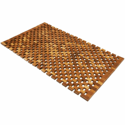 DEUBA® Badvorleger Badematte Holz 80 x 50 cm FSC-zertifiziertes Akazienholz Rutschhemmende Gummistopper Holzteppich 1 80_x_50 cm