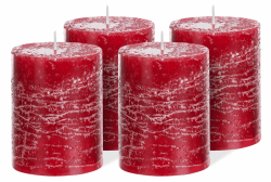 Brandsseller Stumpenkerze 4er Set 7x10 cm Ambientekerzen Weihnachtskerzen Adventskranz Bordeaux 7 x 10cm | 4er-Set Bordeaux