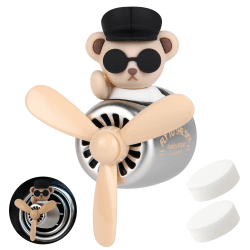 URAQT Auto Diffuser,Cartoon Bär Pilot Auto Lufterfrischer Automotive Air Outlet Lüfterfrischer Vent Clips Auto Innendekorationszubehör Auto Parfüm Diffusor Mit 2 x Aromatherapie Tabletten Braun