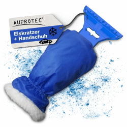 AUPROTEC Eiskratzer mit Handschuh gefüttert/Eiskratzer Auto mit Handschuh/Schneekratzer Auto/Scheibenkratzer Winter/Eisschaber Auto/Eiskratzer Auto Handschuh - Blau