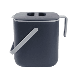 BLUE GINKGO Biomülleimer Küche – Kompostbehälter Küche mit Deckel, Griffen | Spülmaschinenfest | Hergestellt in Korea (2,6 Liter) – Grau 0.69 Gallonen / 2,6 L Grau
