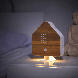 Northpoint Nature Sound Box Vogelgezwitscher Vogelgeräusche Box Motion Sensor Vogelgeräusche Licht Wiederaufladbar mit Wandhalterung Buchenholz Cottage Buche Cottage
