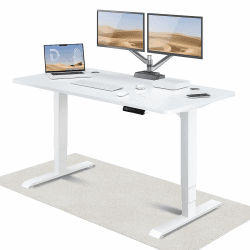 Desktronic Höhenverstellbarer Schreibtisch (160x80cm) - Schreibtisch Höhenverstellbar Elektrisch mit Flüsterleisem Dual-Motor & Touchscreen - Hohe Tragfähigkeit - Stehtisch HomePro Weiß + Weiß 160 x 80 cm