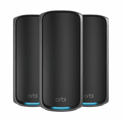 NETGEAR Orbi Next Generation 7 Mesh Quad-Band WLAN-System (RBE973SB)| WLAN-Router 7 + 2 Satelliten | Deckt 900 m² ab, 200 Geräte| BE27000, 27 Gbit/s | OK Sehr Dicke Wände| Kompatibel mit Allen Boxen WiFi 7 3er Pack schwarz