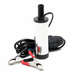 Wiltec Mini Pumpe 12 l/min 8700 U/min 12 V, 16 mm Auslass, Tauchpumpe für Wasser und Dieselöl, zum Ablassen von Flüssigkeit, Entwässerung, Umpumpen 12L/min silber