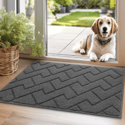 Biscpro Fußmatte Grau 50x80cm Innen und Außen, Waschbar Fussmatte, Wasserdicht Türmatte, Rutschfester Schmutzfänger Teppich für Eingang, Haustür, Patio, Flur, Garten 80 x 50 cm (Rechteckig) Grau