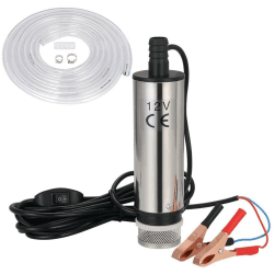 flintronic DC 12V 51mm Dieselpumpe Wasserpumpe mit 5M PVC Schlauch Transparenter, Öl Diesel Wasser Tauchpumpe Transfer für Auto, KFZ, Boot - Silber #1 Silber