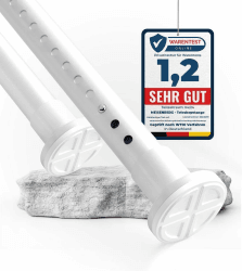 MEISENBERG Teleskopstange ohne Bohren 260-310cm, Ø32mm Weiß Multifunktionale Gardinenstange Klemmbar - Vorhangstange, Spannstange Ausziehbar - für ihre Gardinen, Trennwand und Balkon 260 x 310 cm Weiß