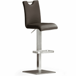 Robas Lund Barhocker Braun Leder mit Lehne Barstuhl drehbar 180 Grad, Hocker höhenverstellbar, BAR.DO Eckig/180° drehbar mit Nivellierung Leder Braun