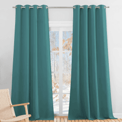 PONY DANCE Blickdichte Vorhänge mit Ösen Gardienen 2er Set Wärmeisolierende Vorhänge Wohnzimmer Thermovorhang gegen Kälte Verdunkelungsvorhang, H 260 x B 140 cm, Tealblau H260 x B140 cm (2er Pack) *Tealblau