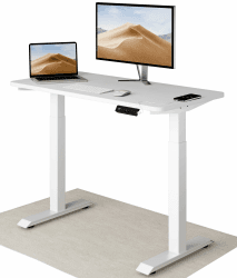 Desktronic Höhenverstellbarer Schreibtisch 120x60 cm - Stabiler Schreibtisch Höhenverstellbar Elektrisch - Standing Desk mit Touchscreen und Integrierten Ladesteckern Weiß 120 x 60 cm