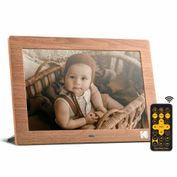 KODAK Digitaler Bilderrahmen 10 Zoll, Digitale Bilderrahmen No Wlan mit Fernbedienung, Elektronischer Bilderrahmen mit 1280*800 IPS-Bildschirm, Bilder/Videos/Musikplayer, Unterstützt Uhr/USB/SD-Karte 10" No WiFi