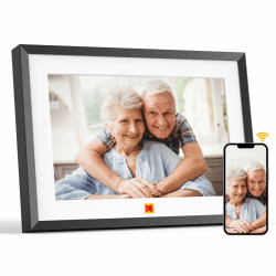KODAK Digitaler Bilderrahmen WLAN,10 Zoll IPS HD Touchscreen, 32GB Speicher, 1280x800 Smart Cloud Elektronischer Fotorahmem, Automatische Drehung, Fotos/Videoclips Sofort per E-Mail oder App Senden Schwarz, 10" WiFi