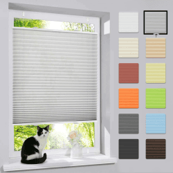 bobodeco Plissee ohne Bohren Klemmfix Faltrollo Jalousie Grau 60x200cm (BxH), Plisseerollo Sichtschutz und Sonnenschutz Blickdicht Easyfix lichtdurchlässig Rollo für Fenster & Tür B60 x H200 cm Grau