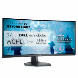 Dell S3422DWG 34 Zoll WQHD (3440x1440) 21:9 1800R Curved Gaming Monitor, 144Hz, VA, 1ms MPRT, AMD FreeSync Premium Pro, HDR 400, DisplayPort, 2x HDMI, 5x USB, 3 Jahre Garantie, schwarz