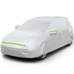 Favoto Auto Abdeckplane Autoabdeckung Vollgarage Staubdicht Wasserdicht Autohülle Autoplane Winter & Sommer für 370cm-400cm Schrägheck Auto 2.65kg Silber 370cm-400cm Schrägheck
