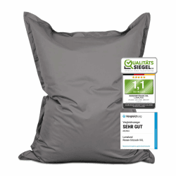 Lumaland Riesen-Sitzsack XXL 140x180 cm | Wasserfestes Indoor & Outdoor Liegekissen mit über 3 Mio. anpassungsfähigen EPS-Perlen | Bean Bag mit waschbarem Bezug [Grau] Indoor & Outdoor XXL Grau