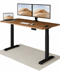 Desktronic Höhenverstellbarer Schreibtisch 160x80 cm - Stabiler Schreibtisch Höhenverstellbar Elektrisch - Standing Desk mit Touchscreen und Integrierten Ladesteckern Schwarz + Nussbaum 160 x 80 cm