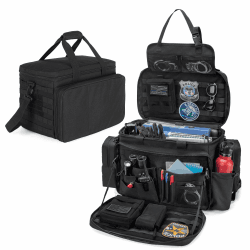 Trunab Polizei Tasche Taktische Tasche Range Bag, Molle Organizer Auto-Vordersitz-Organizer Passend für Beifahrersitz, Reisetasche Militär mit Fach, Getränkehalter Schwarz