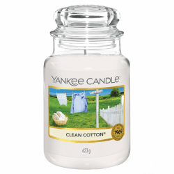Yankee Candle Duftkerze im Glas (groß) | Clean Cotton | Kerze mit langer Brenndauer bis zu 150 Stunden | Perfekte Geschenke für Frauen Große Kerze im Glas Clean Cotton