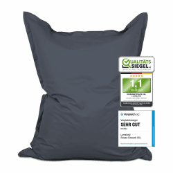 Lumaland Riesen-Sitzsack XXL 140x180 cm | Wasserfestes Indoor & Outdoor Liegekissen mit über 3 Mio. anpassungsfähigen EPS-Perlen | Bean Bag mit waschbarem Bezug [Stahlgrau] Indoor & Outdoor XXL Grau (Stahlgrau)